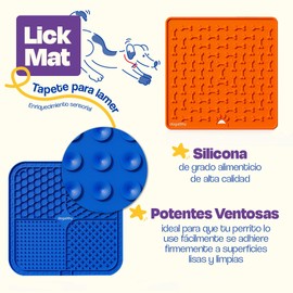 Dogelthy Lick Mat Kit para Perro y Gato. Set de 2 Tapetes para Lamer, Cepillo Limpiador y Espatula. Alfombrilla para Lamer con Ventosas. Licking Mat