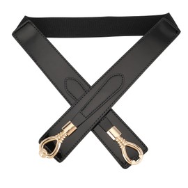 CHIC DIARY Women Wide Elastic Waist Belt for Dress Ladies Leather Thick belt Stretch Cinch Waistband with Buckle(Black)