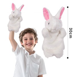 BORFUE White Rabbit Hand Puppet Animal Plush Hand Puppet Rabbit Hand Doll Puppets Storytelling Gifts for Boys Girls
