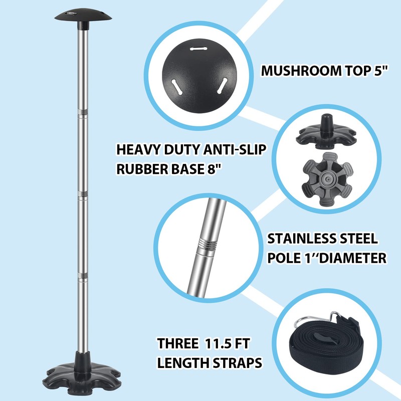 Boat Cover Support Poles 2 Pack with Stable Anti-Slip Rubber