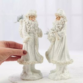 Unbranded Set of 4 Snowy Ceramic 9-1/4" Tall Santa Figurines