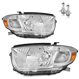 KarSpareHub Headlights Assembly W/Bulbs for 2008-2010 Toyota Highlander, Sport Utility Headlamp Replacement Left + Right Side