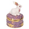 Rabbit Trinket Box Vintage Metal Enamel Antique Floral Engraving Pattern
