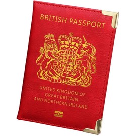 HITHIKA British Passport Holder | UK Passport Wallet | Non EU | PU Leather (Red)
