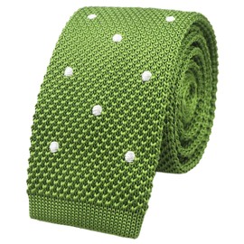 Secdtie Mens Boy Mint Green Knitted Neck Tie with White Dots Accessory Formal Neckties