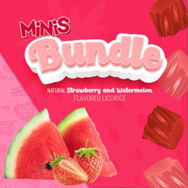 Wiley Wallaby Mini Licorice Bites 0.5 Ounce Classic Gourmet Soft & Chewy Australian Classic Red and Watermelon Licorice Candy Bags, 80 Pack