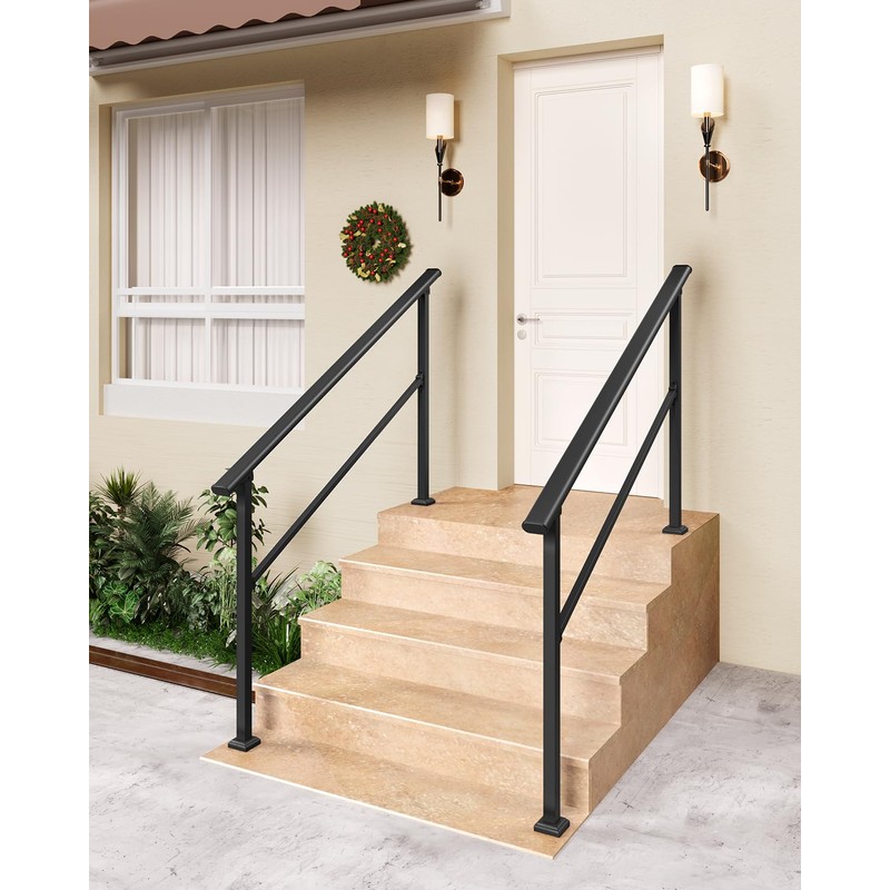 GarveeTech Hand Rails for Outdoor Steps, Metal Stair Railing Handrail,
