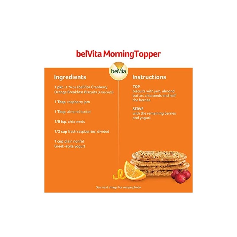 Belvita Cranberry Orange Breakfast Biscuits, 30 Total Packs, 6 Boxes