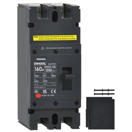 DIHOOL 160 Amp DC Circuit Breaker,2P 1000V 20kA Breaking Capacity Battery Disconnect Switch with Thermal Magnetic Trip for Solar, UPS, Battery
