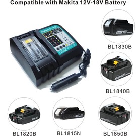 Compatible with Makita DC18SE 18 Volt Li-ion Nickel Metal Hydride Optimum Automotive Charger, Blue Vehicle Charger,The car Battery Charger compailble with Makita 18V Battery