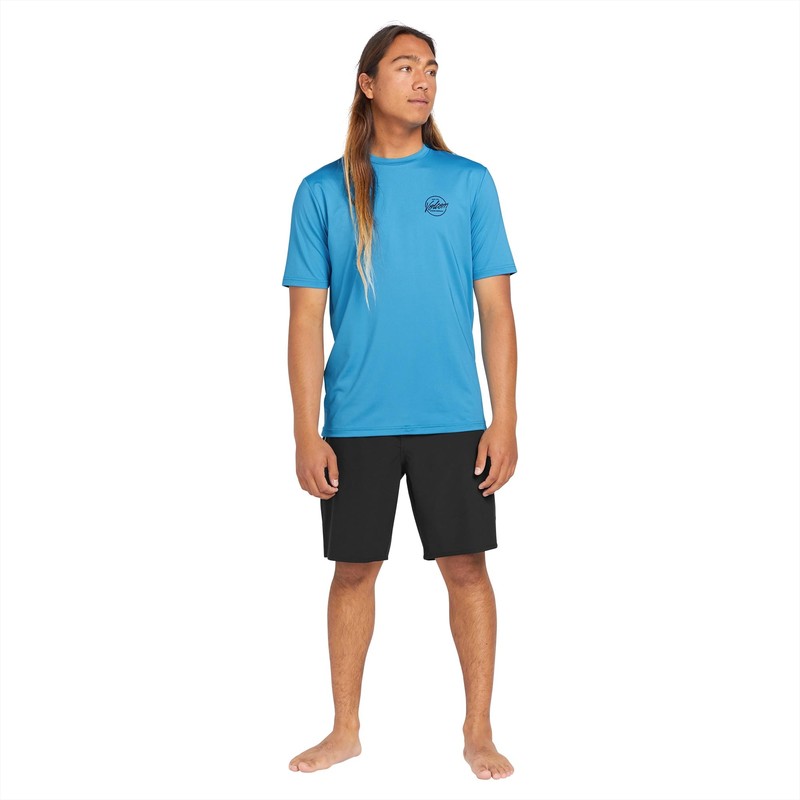 Volcom Men's Rash Guard Shirt, Tidal Blue