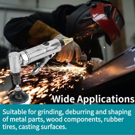 Air Grinder Die Grinder Air Angle Grinder with 2inch Grinding Disc MBSP, Industrial Grade 90 Degrees Bending Pneumatic Die Grinder for Sanding and Deburring