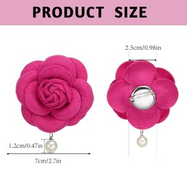 Camellia Flower Brooches Vintage Fabric Flower Brooches with Faux Pearls Elegant Floral Lapel Pins for Women Hat Dress Shirt Tie Corsage Purple, Synthetic fibre