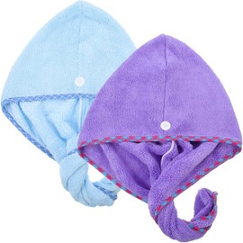 VALICLUD 2 Toallas Cabello de Secado Rápido en Coral Fleece, Absorbentes y Suaves, Talla, para Ducha y Uso Diario