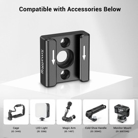 SMALLRIG Cold Shoe Adapter Mount, Kaltschuh Blitzschuh Halterung mit 1/4" Gewinde für Kamera Cage, LED Licht, Flash, Monitor Camcorder DSLR (2 Pack) - 2060