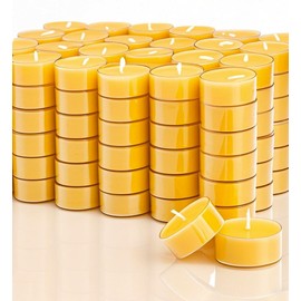 96 Packs Beeswax Tealight Candles, 100% Pure Beeswax Tea Candles | 4-Hour Extended Burn Time | Natural Bees Wax Tea Light Candle in Clear Cup, Perfect for Home Deco,Air Purification,Fragrance