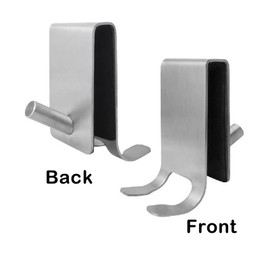 Eruceky Pack of 2 Double-Sided Shower Hooks for Glass Wall, 2-in-1 Towel Hook, No Drilling Razor Holder, Shower Squeegee