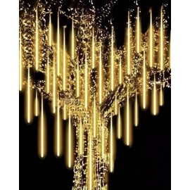 winvin 192 LED Solar Lights Meteor Shower Rain Tree String Light Garden Party Outdoor for Christmas Holiday Party Wedding Tree Decoration (Warm White)