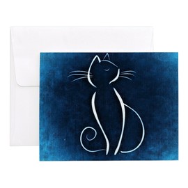 CafePress Blue Abstract Cat Notecards (Set Of 10) 4.25" x 5.5" Notecards 10 Pack
