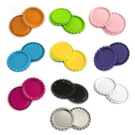 1" Flat Crown Bottle Caps, for Hair Bows, Crafts, Pendants for Scrapbooks (50pc (10x5pc) 1" Flat Crown Bottle Caps-Combo)