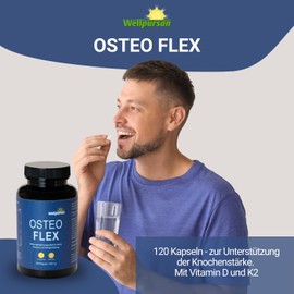 Wellpursan Osteo Flex (120 Kapseln) – Nährstoffkombination aus Kalzium, Magnesium und weiteren essenziellen Nährstoffen – für eine normale Kollagenbildung und Knochenfunktion – Vegan