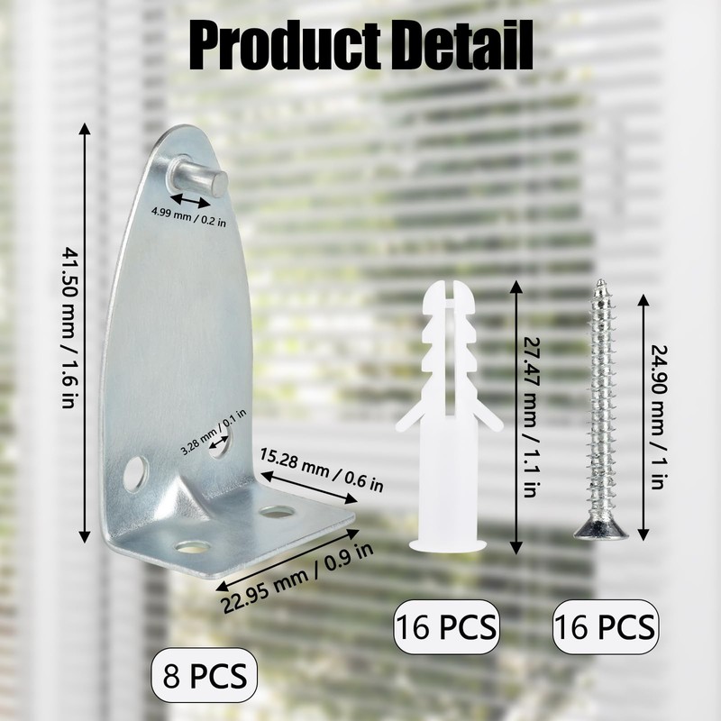 AccEncyc 8 Set Blinds Brackets Metal Hold Down Brackets with