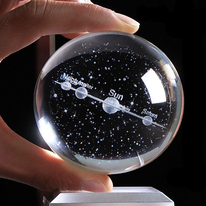 None 3.15 inch Solar System Crystal Ball 3D Planets Sun