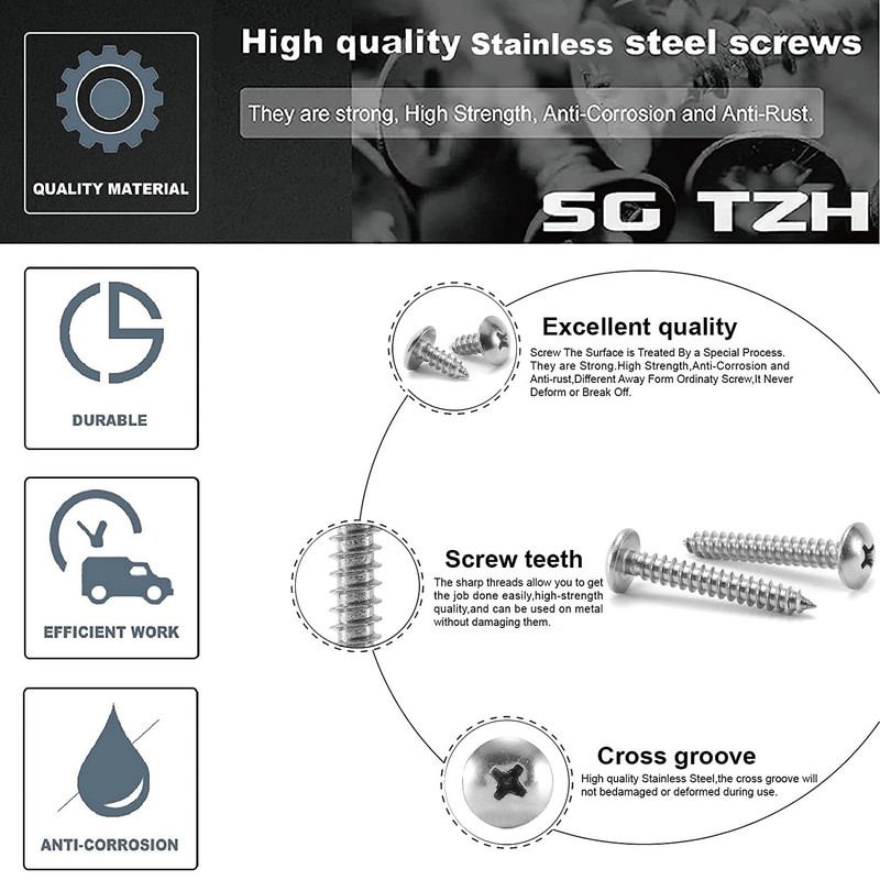 #4 x 1/4" Wood Screw 100Pcs Truss Head Phillips 18-8