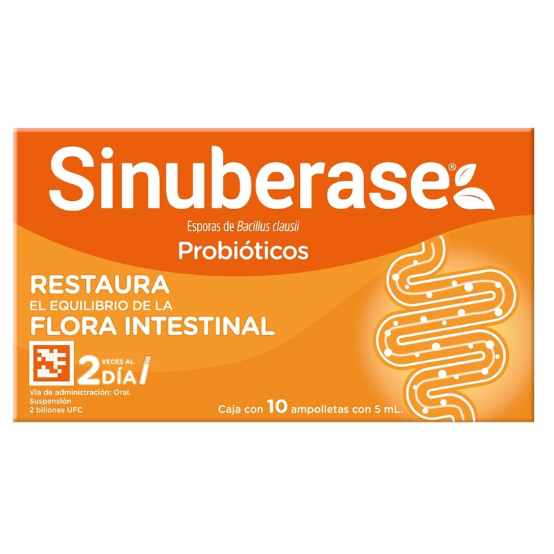 Sinuberase Probióticos en Suspensión 2 Billones de UFC 10 Ampolletas.