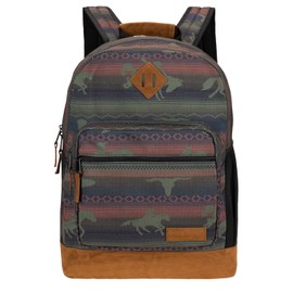 Wrangler Yellowstone Western-Style Backpack Coated Canvas Water Resistant Casual Daypack for Travel, Class, Everyday Use with Padded Laptop Notebook Sleeve (Motif Stripe)