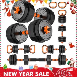 Bearbro 44lb 6-in-1 Adjustable Dumbbells Set Free Weight Set with Connector Used as Barbell, Kettlebells, Push up Stand, Fitness Exercises for Home Gym Suitable Men/Women - weight: 66LB