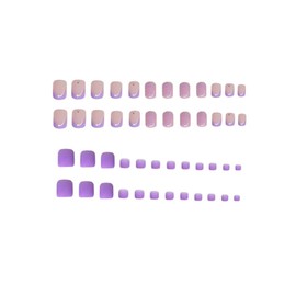 48 Pcs Purple French Press on Nails Medium Square & Press on Toenails Set - Fake Nails Press ons Nail Art Tips Glossy Glue on Nails Full Cover with Fish Pattern Rhinestones Design Acrylic Nail Kit