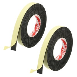 PATIKIL 3/4 Inch x 16.4 Ft Weather Stripping Door Seal Strip, 2 Roll 3mm Thick EVA Self Adhesive Foam Seal Tape for Door Window Insulation, Black