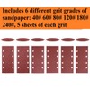 KAHEIGN 30Pcs Sanding Sheets, 40/60 /80/120 /180/240 Grits Hook and