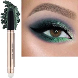 Qeetvia Green Eyeshadow Stick Makeup, Long-Lasting Waterproof Eye Shadow Pencil, Hypoallergenic Smudge-Proof Glitter Primer Palette Shimmer Eyeliner, Easy to Blend Eye Make Up