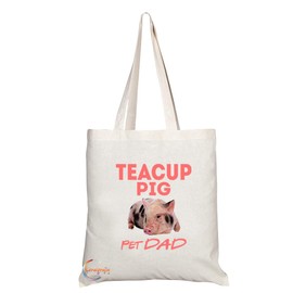 Coralgraph Inc TB624 Pet DAD TEACUP PIG Novelty Present Gift Printed Eco-Friendly Stylish Long Handled Tote Shoulder Bag