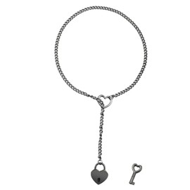 Hyacinthy Heart Slip Chain Necklace for Women O-Ring Punk Rock Long Chain Necklace Heart Locker with Key Choker Necklace Adjustable Gothic Cuban Lariat Y-Necklace Heart Necklace Jewelry for Women