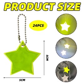 24 Pieces Of Five-Pointed Star Pendants, Reflective Backpack Pendants, Star Reflective Sheets, Safety Backpack Reflective Pendants
