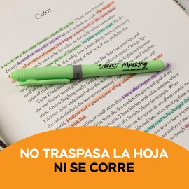 BIC, Marcatextos con Grip, Subraya Todo, Punta Cincel, Marking Pastel, Surtido de Colores, 5 piezas