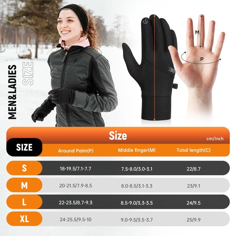 Warm Winter Gloves, Running Gloves Mens Womens Thermal Lightweight Anti-Slip