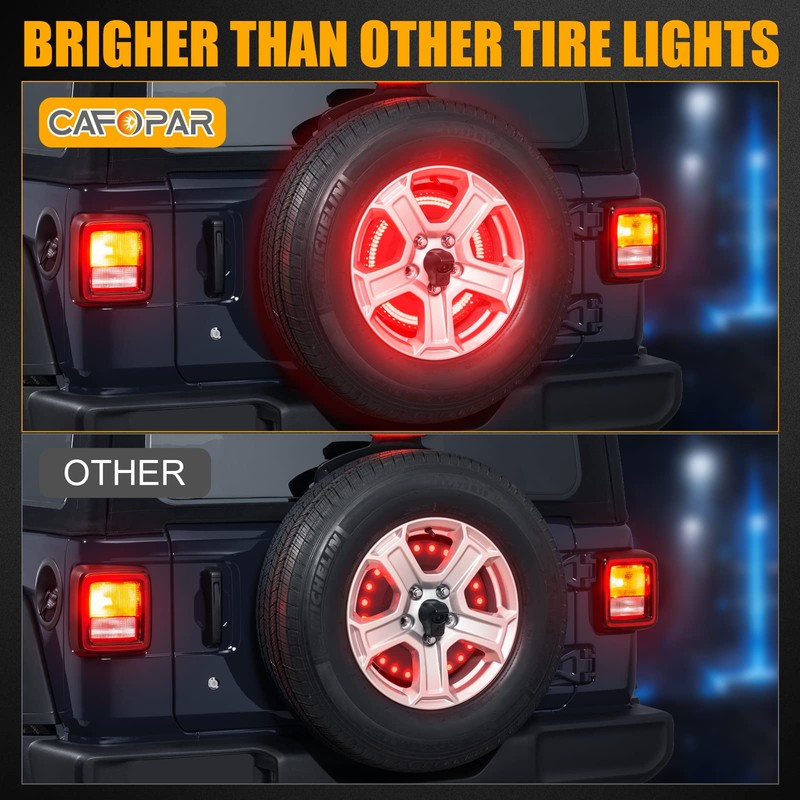 CAFOPAR 3-Side Spare Tire Brake Light Fit for Jeep Wrangler