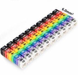 Yankok Clip-On Cable Marker 1.5/2.5/4.0/6.0mm², for 2.0-7.0mm Cables Color Coded Imprint with 0-9 (6.0mm²)