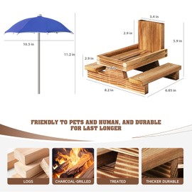 Gnodary Squirrel Feeder with Umbrella, Squirrel Feeders for Outside, Squirrel Picnic Table Feeder - Chipmunk Feeder Hold Corn, Corn Cob, Peanuts Style2 (Blue)