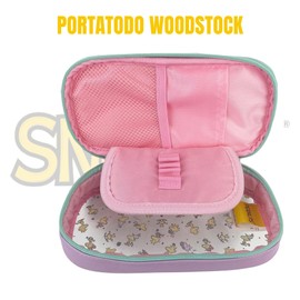 CYPBRANDS Snoopy Pencil Case Makeup Cosmetic Bag Stationery Office School Supplies Organizer Color, pink, Snoopy Woodstock Pencil Case