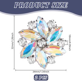 FINGERINSPIRE Pack of 2 from Colour Rhinestone Crystal Metal Shoe Clips 32 x 34 mm Elegant Removable Flowers Shoe Buckle Shiny Crystal Shoe Clips for Women for Party Decoration Wedding DIY Crafts