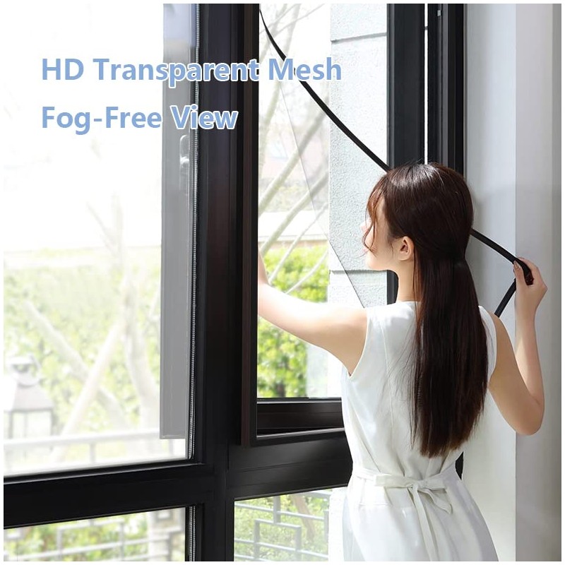 Window Screen with Black Upgraded Hook and Loop Adhesive Edging
