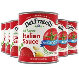 Dei Fratelli Italian Sauce (28 oz. Cans, 6 pack) - Vine-Ripened - No Water Added, Not from Paste – Non GMO, Gluten-Free - Fifth-Generation Family Recipe