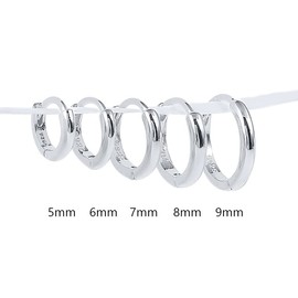 LUXSTAR Tiny Hoop Earrings, Ring, 925 Silver, Gold, Silver, 0.04 inch (1 mm), Binaural Set, Men's, Women's, Silver, No Gemstone