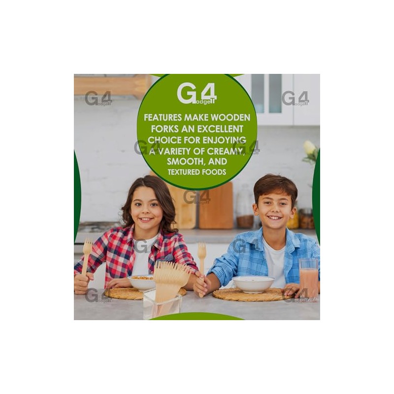 G4GADGET 100x Wooden Forks - Disposable Biodegradable Birch Wood Utensils
