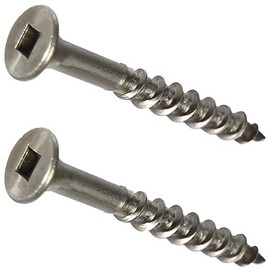#6 x 1-5/8" Deck Screws 316 Marine Grade Stainless Steel, Square Drive, Type 17 Wood Cutting Point, Quantity 100, Size Number 6 x 1-5/8" Long by Fastenere